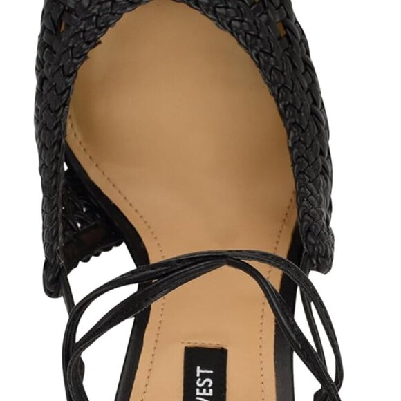 Women's Faux Leather Pumps 8 Sky-High Heel Woven Detailing Ankle Tie Dress - Picture 2 of 6